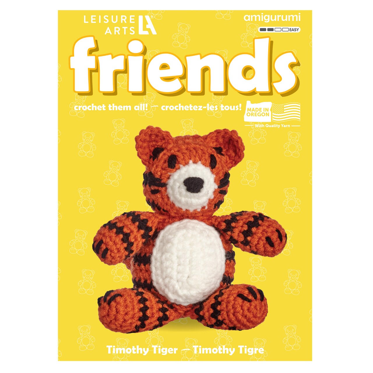 Leisure Arts - Crochet Kits, Friends Timothy Tiger, 3", crochet kit for beginners, complete crochet kit, animal crochet kits, crochet animal kit, DIY amigurumi crochet kits